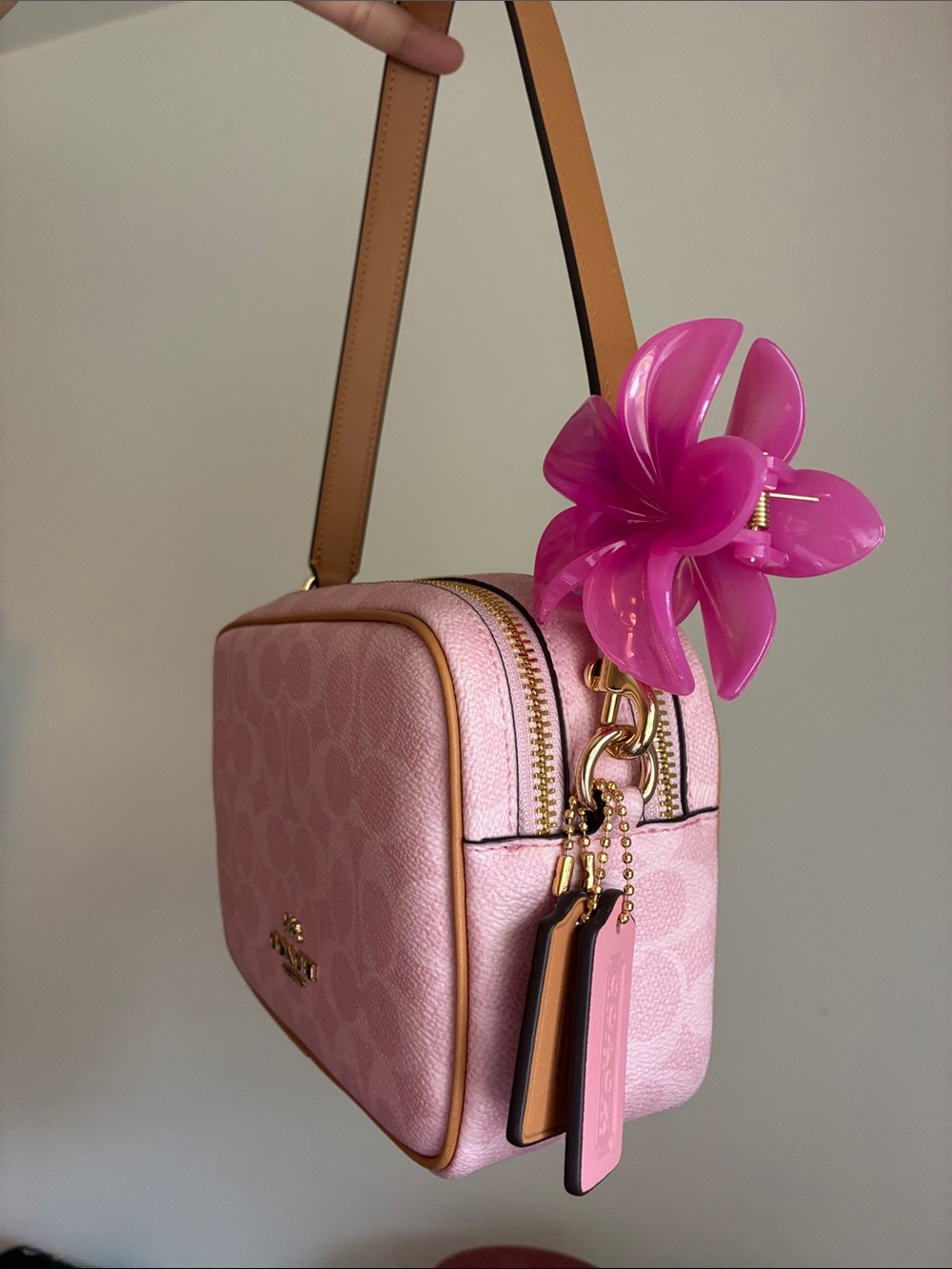 Coach Powder Pink Mini Carey Crossbody Bag In Signature Canvas NWOT - Picture 3 of 12